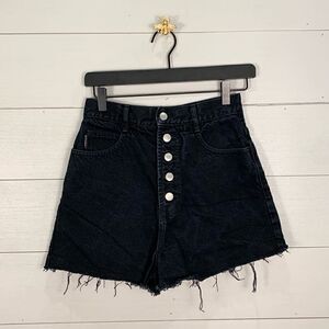 Vintage bongo black denim cut off high waist jeans shorts women’s size 5 cotton